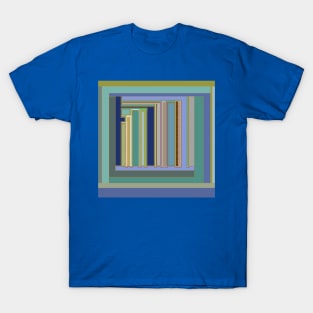 Industrial Blue Green Geometric Stripes T-Shirt